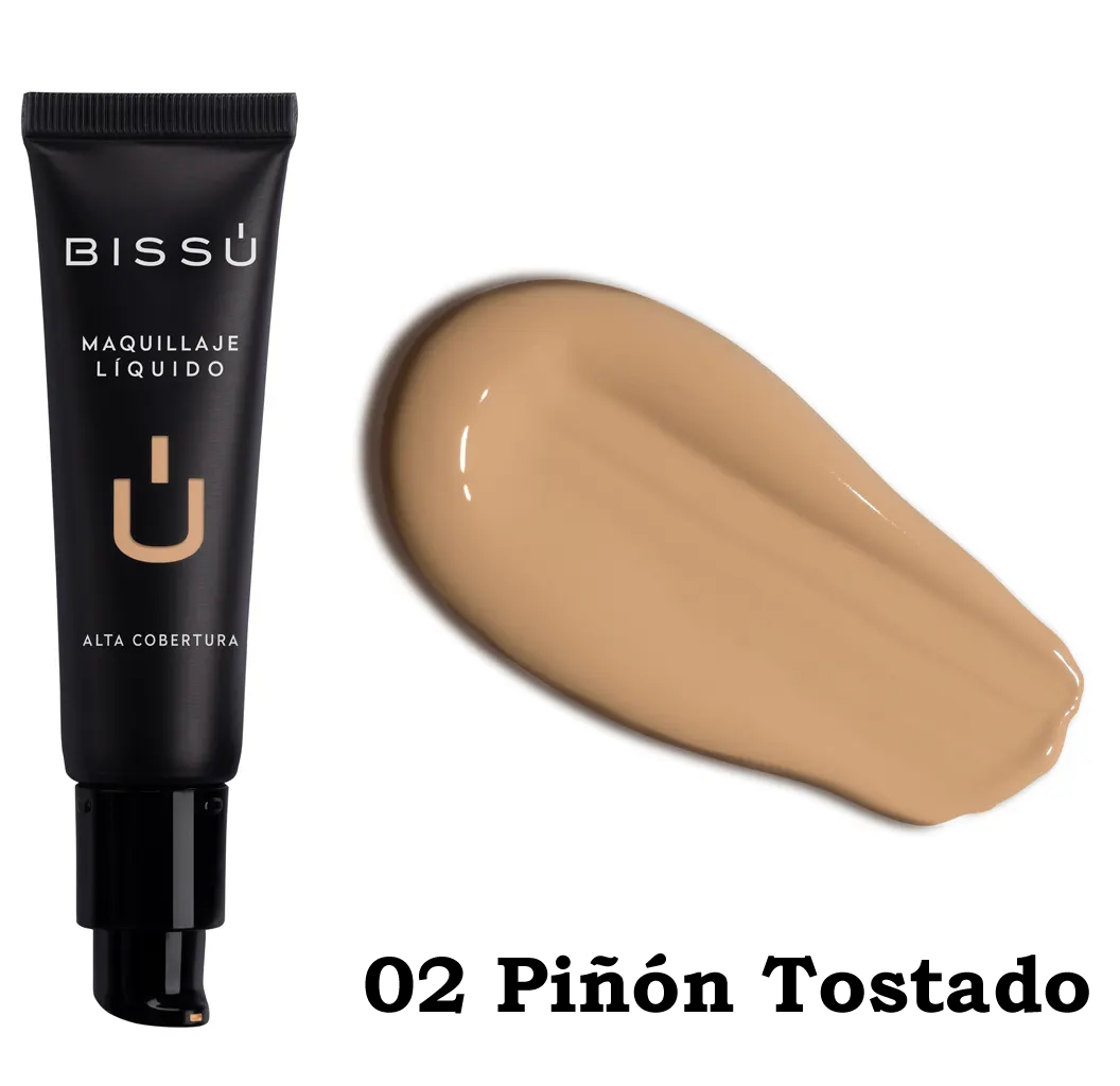 Bissú Maquillaje Líquido Alta Cobertura 02 Piñón Tostado